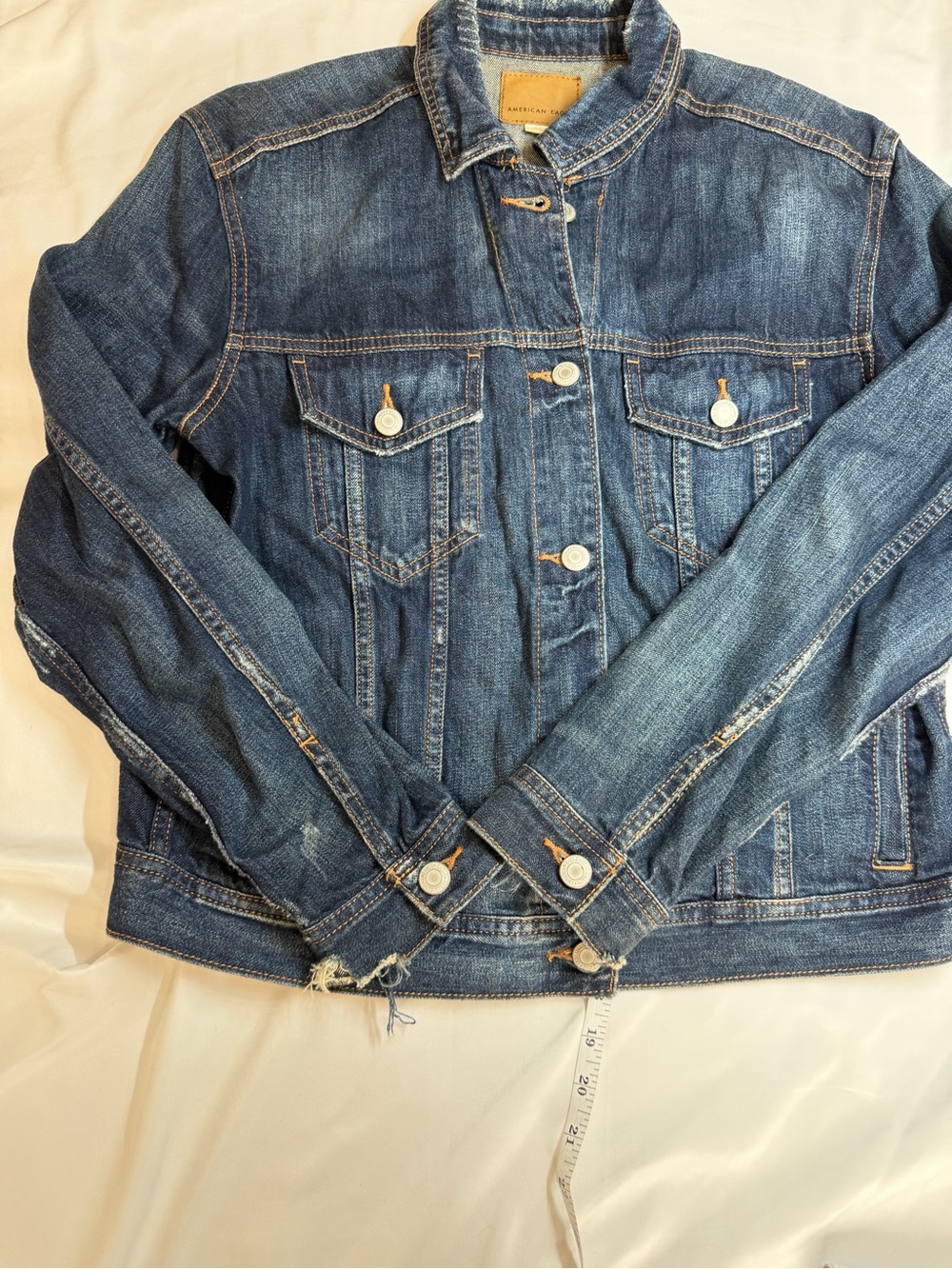 American Eagle Outfitters Distressed Blue Denim Jacket